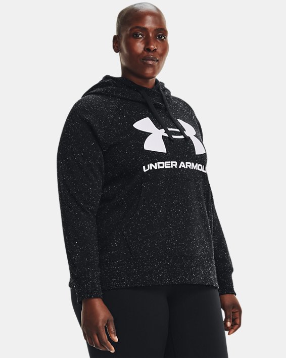 Sweat à capuche avec logo UA Rival Fleece pour femme, Black, pdpMainDesktop image number 0